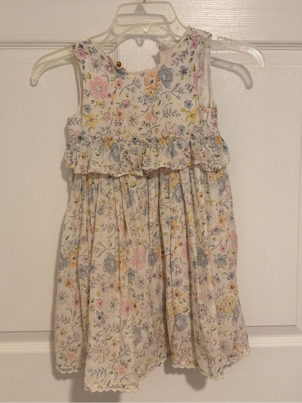 Tommy Bahama White Floral Ruffle Dress with Pastel Blooms